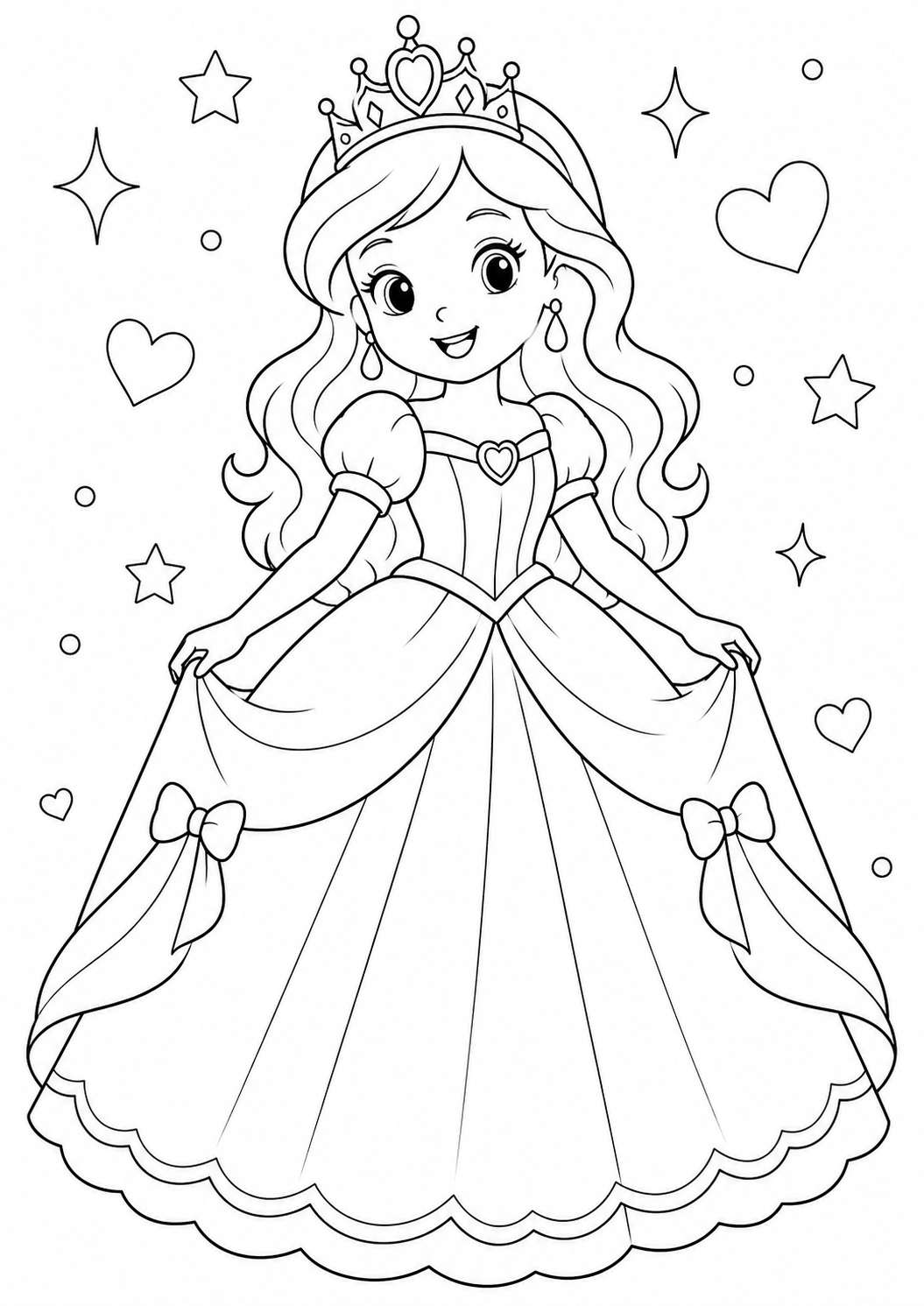 Prinsesse tegning med flot kjole