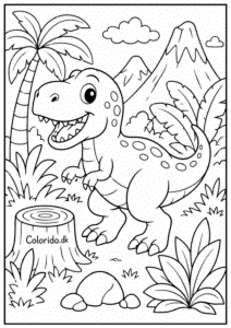 Glad T-rex tegning i junglen