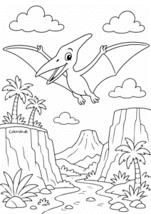 Flyvende dinosaur pterodactyl tegning