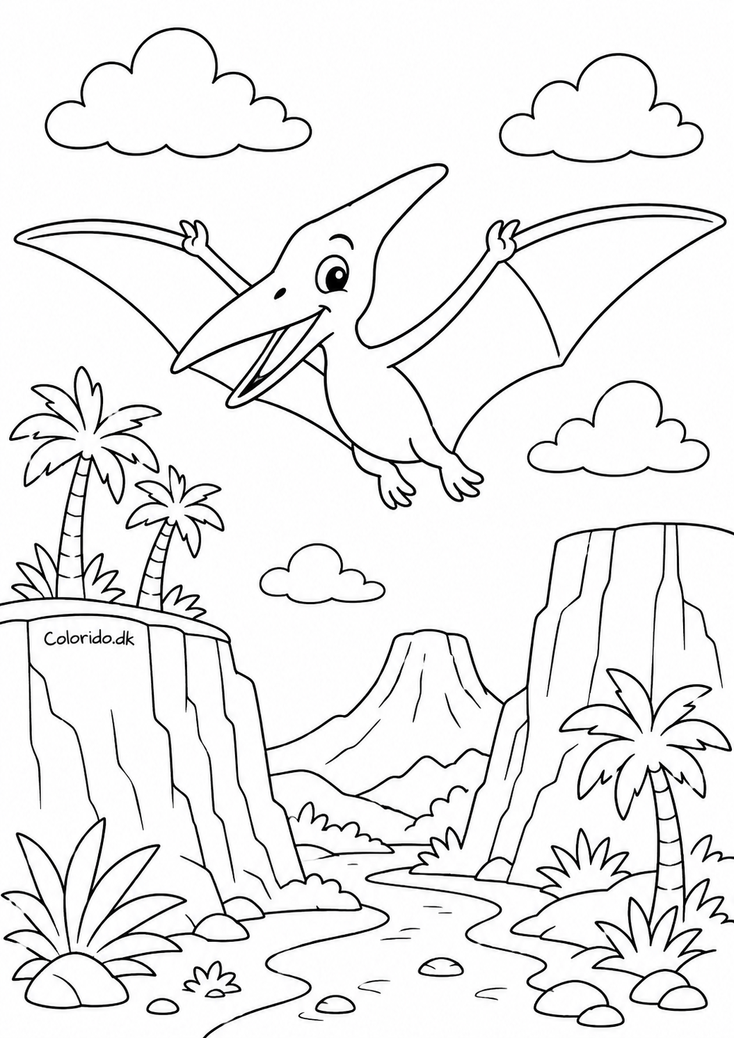 Flyvende dinosaur pterodactyl tegning