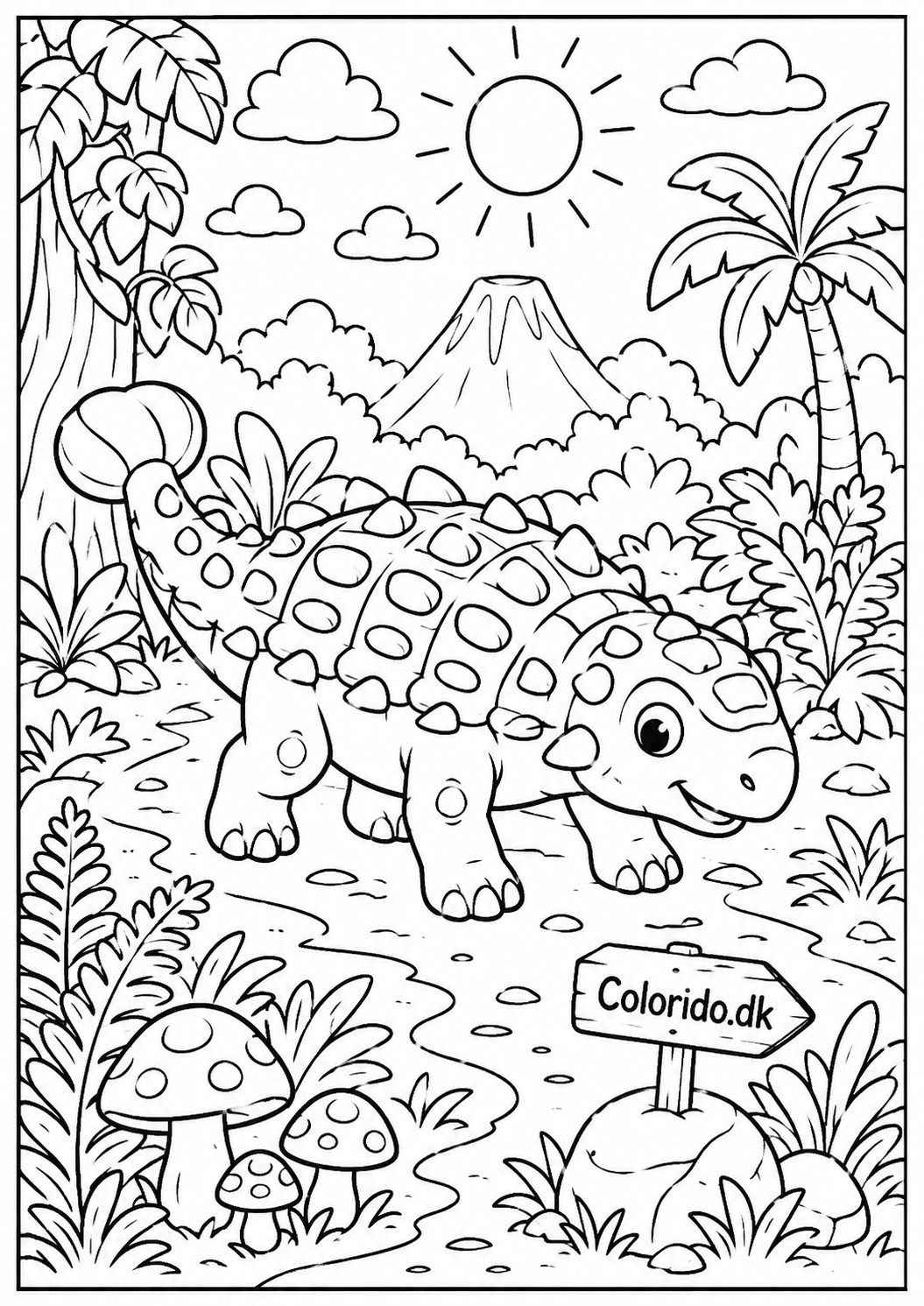 Ankylosaurus på eventyr i junglen – dinosaur tegning