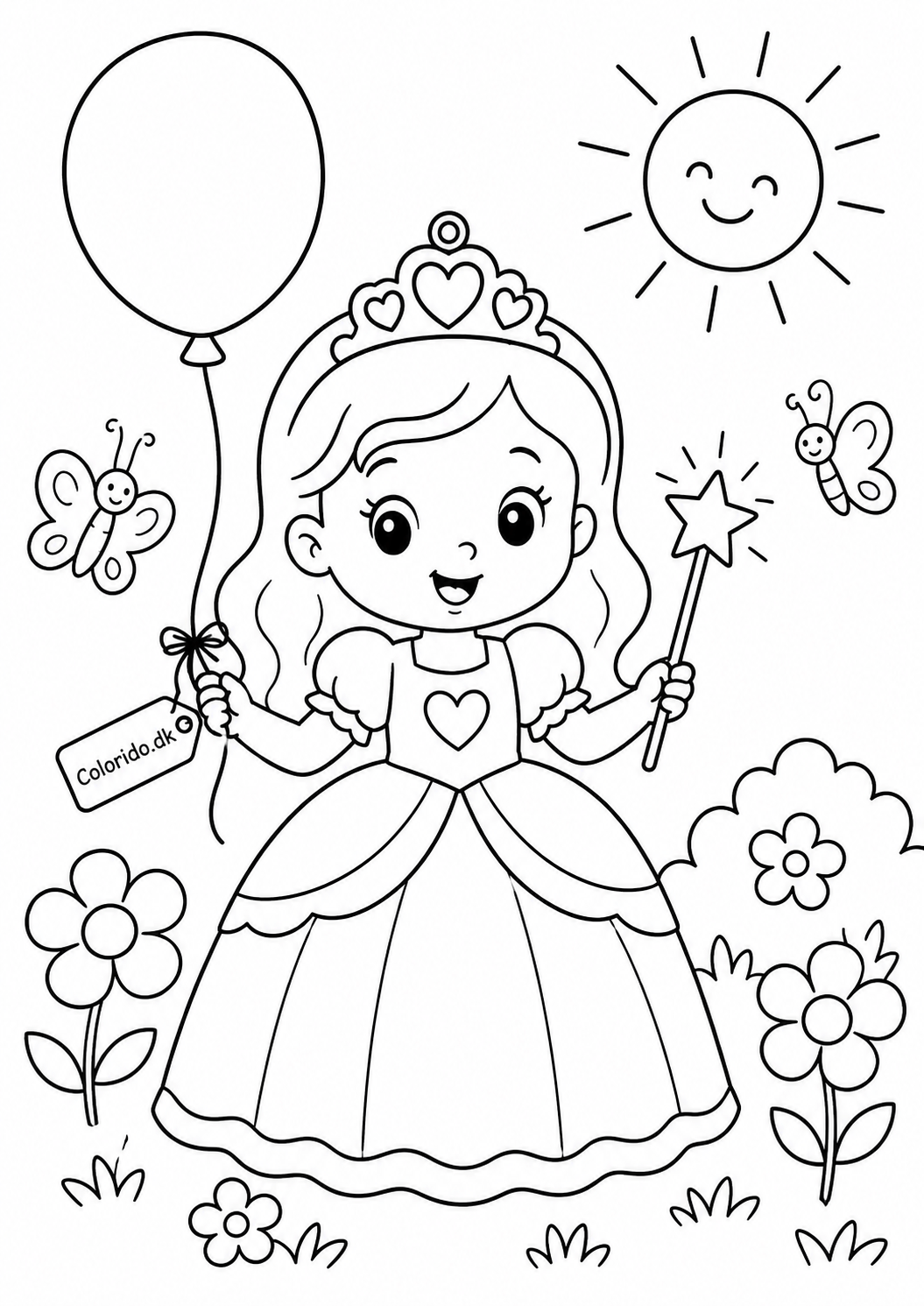 Prinsesse med ballon og tryllestav til print