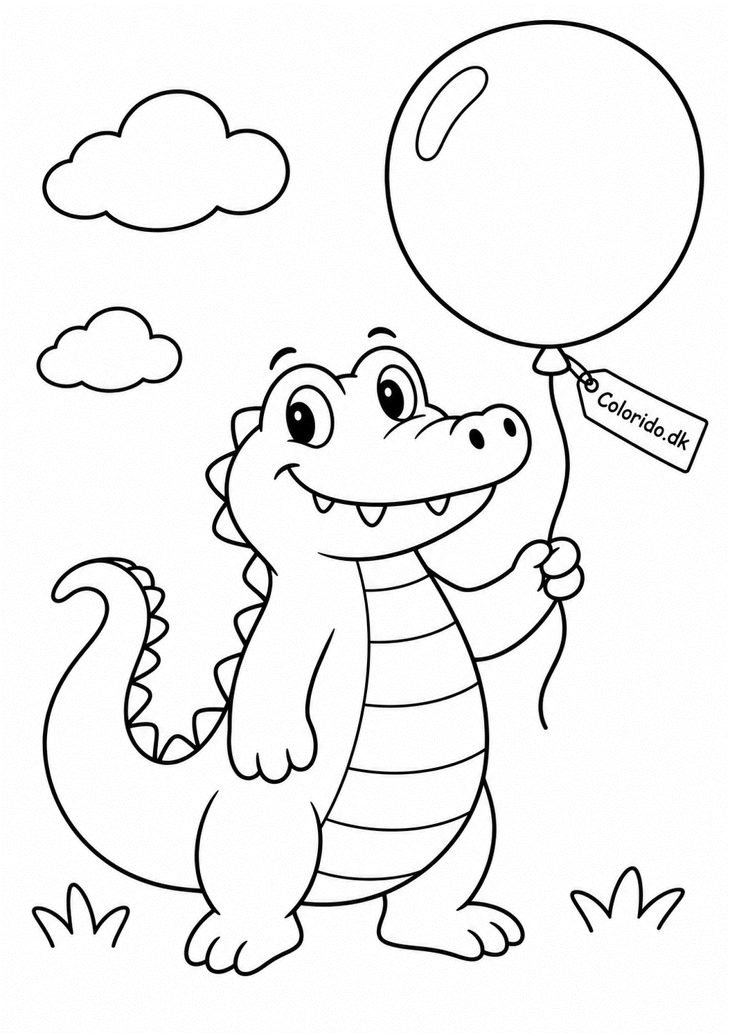 Glad krokodille med ballon til print