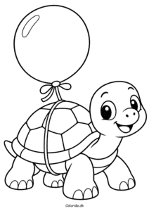 Skildpadde med ballon – gratis tegning