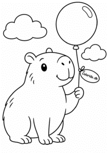 Capybara med ballon – nem tegning til børn