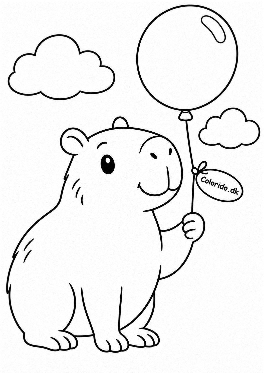 Capybara med ballon – nem tegning til børn