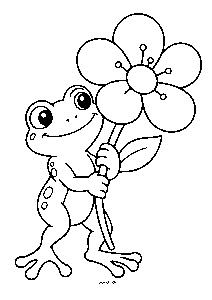 Frø med en stor blomst – tegning for små børn