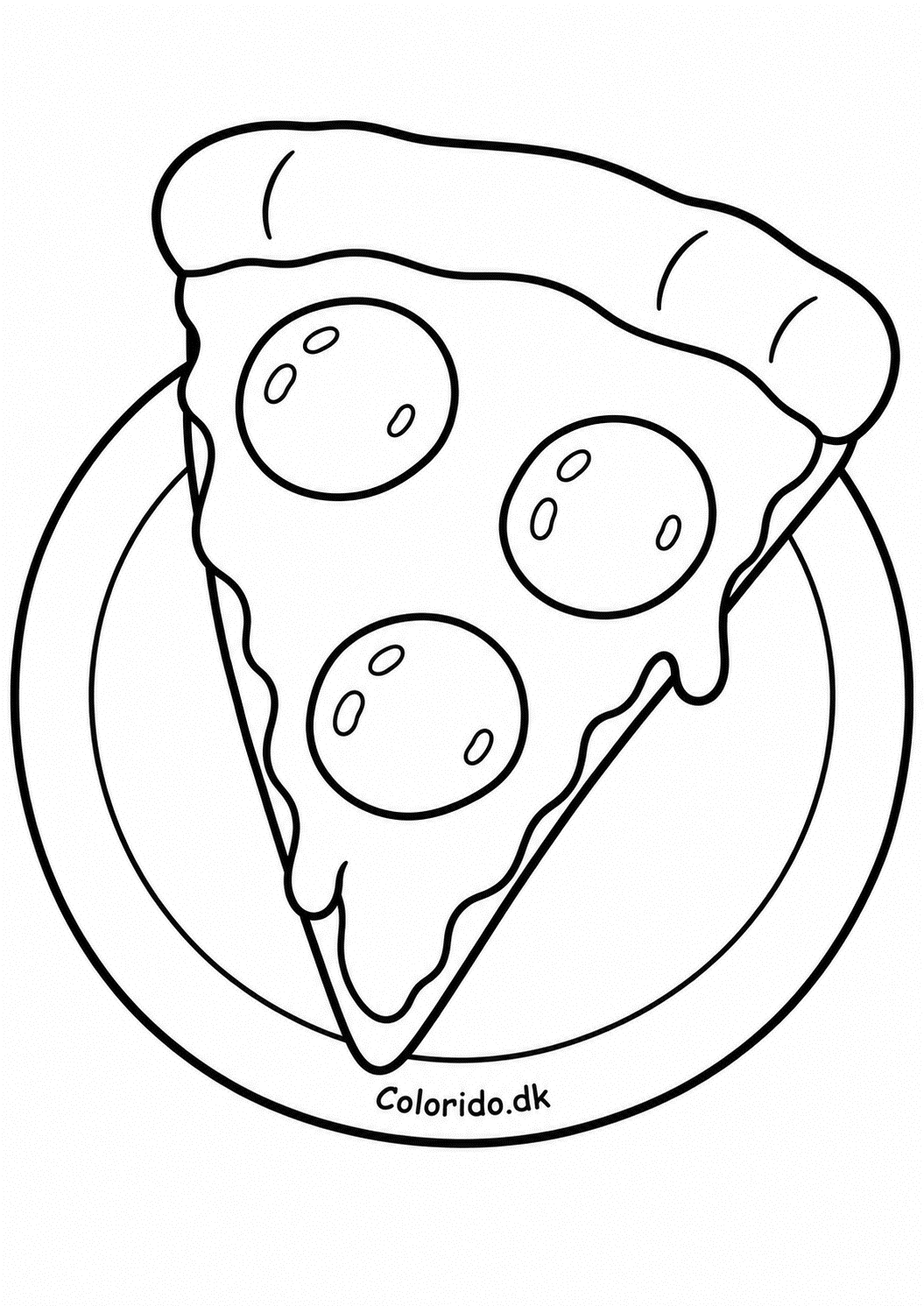 Pizzastykke – enkel madtegning til farvelægning
