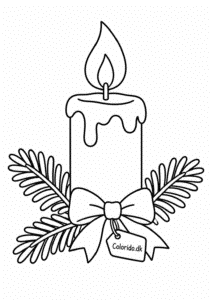 Julelys med grangrene – gratis malebillede