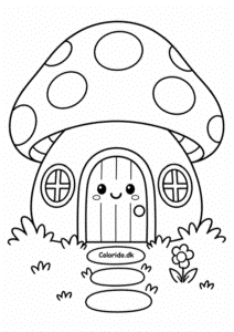 Kawaii svampehus – eventyrtegning til print