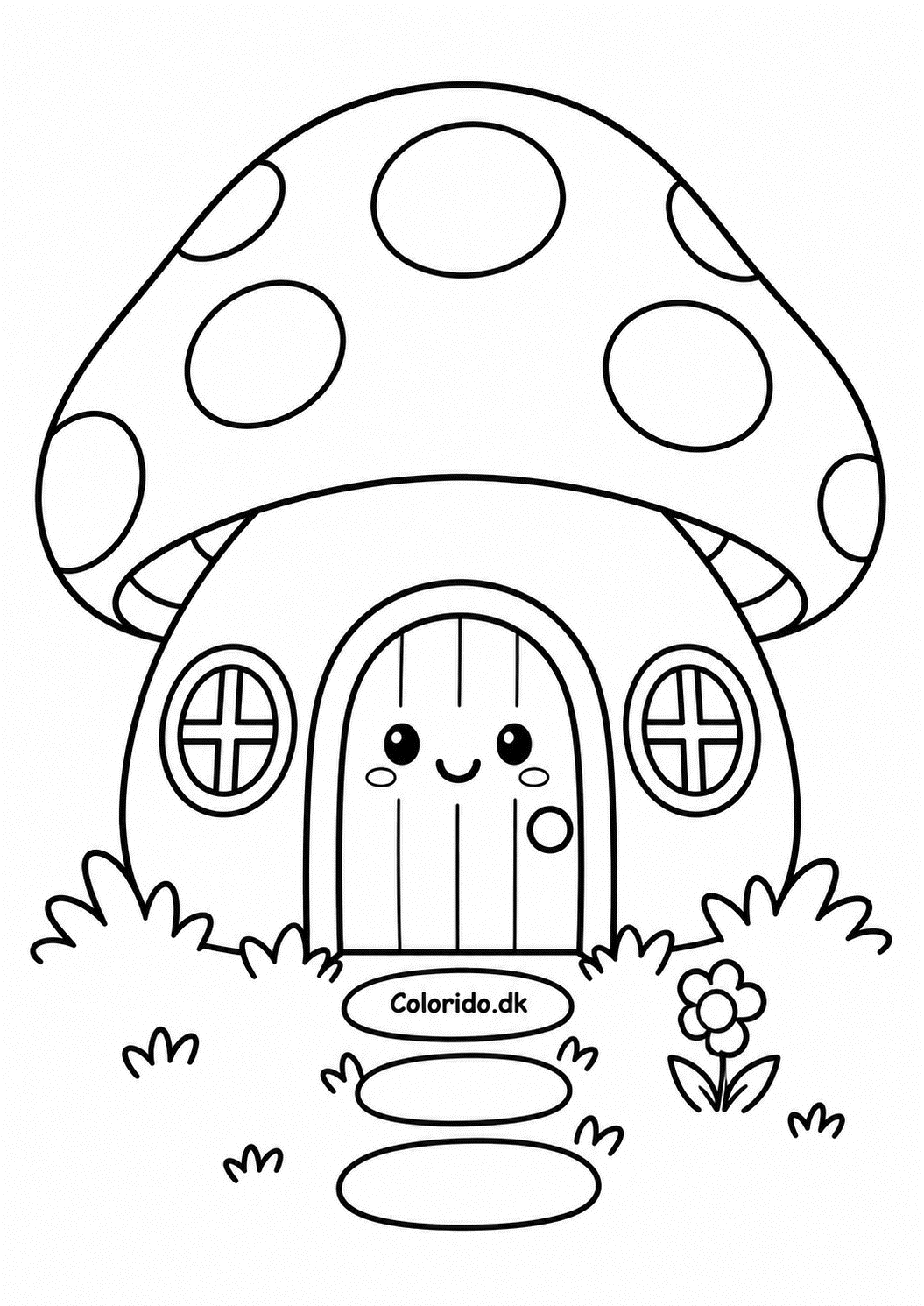 Kawaii svampehus – eventyrtegning til print