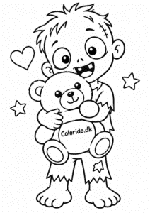 Lille zombie med bamse – nem tegning