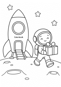Astronaut leverer en gave med raket