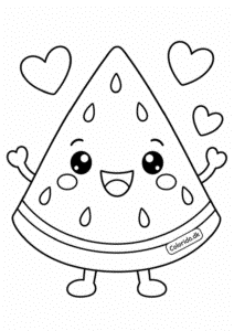 Glad kawaii vandmelon – tegning til print