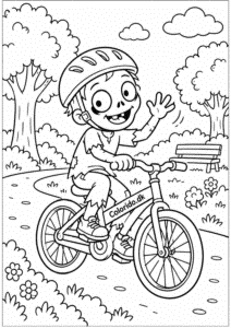 Zombie cykler i parken – tegning til print