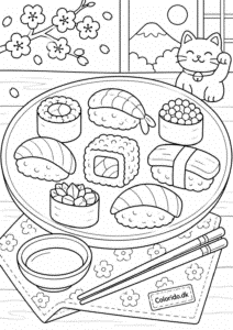 Sushi på tallerken – madtegning for børn