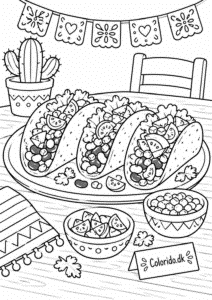 Taco-fest – gratis tegning til farvelægning