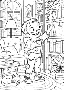 Zombie på biblioteket – hyggelig farvelægning