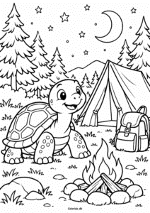 Skildpadde på campingtur til farvelægning