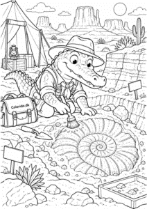 Krokodille som arkæolog finder et fossil