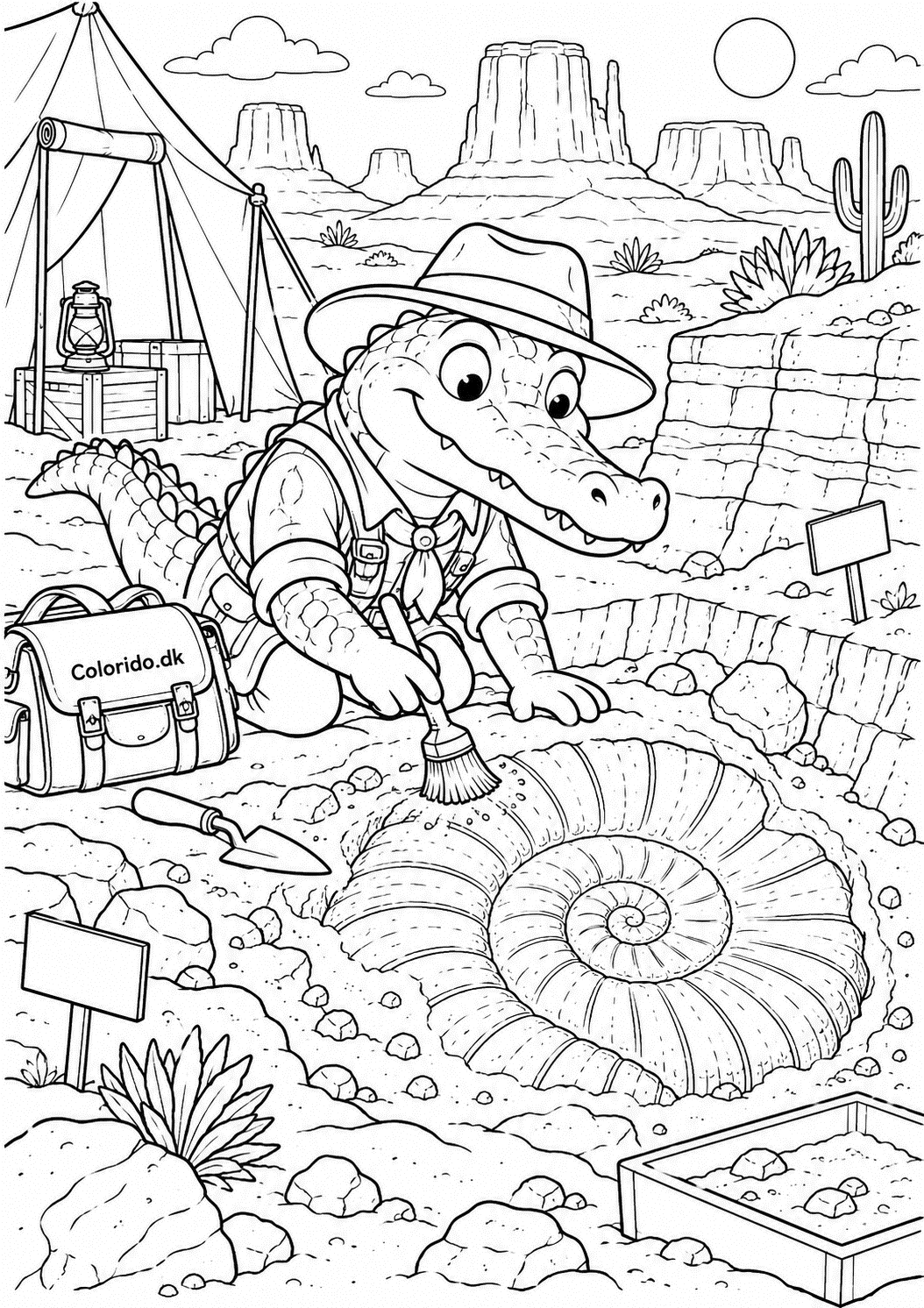 Krokodille som arkæolog finder et fossil