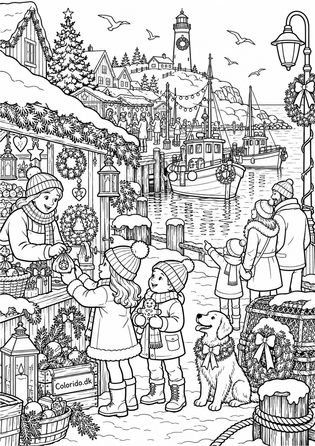 Vinterhavn med julemarked – stor juletegning