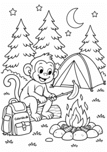 Abe på campingtur – tegning til print
