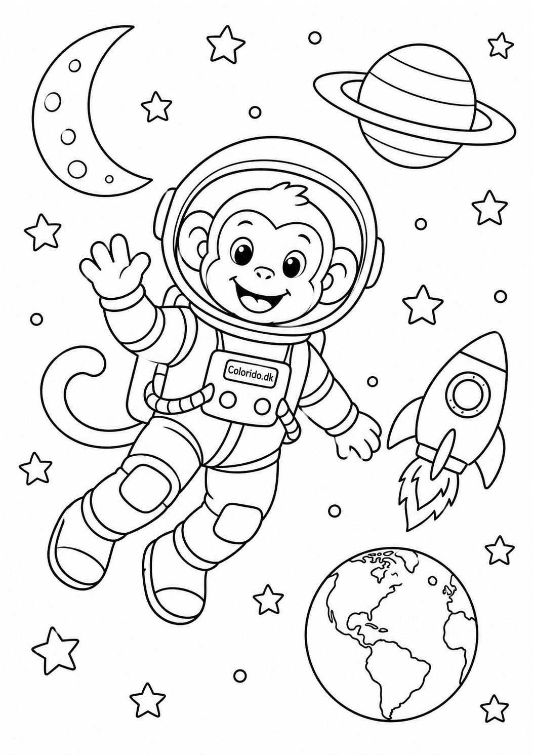 Abe som astronaut i rummet – tegning til print