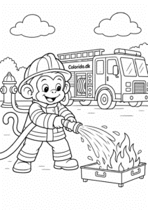 Abe som brandmand – gratis malebillede