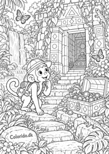 Abe ved et gammelt jungletempel – eventyrtegning