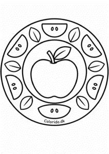 Æble-mandala for 3-årige – tegning til print