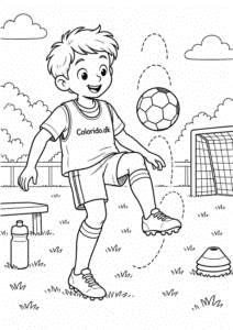 Barn jonglerer med en fodbold – tegning til print