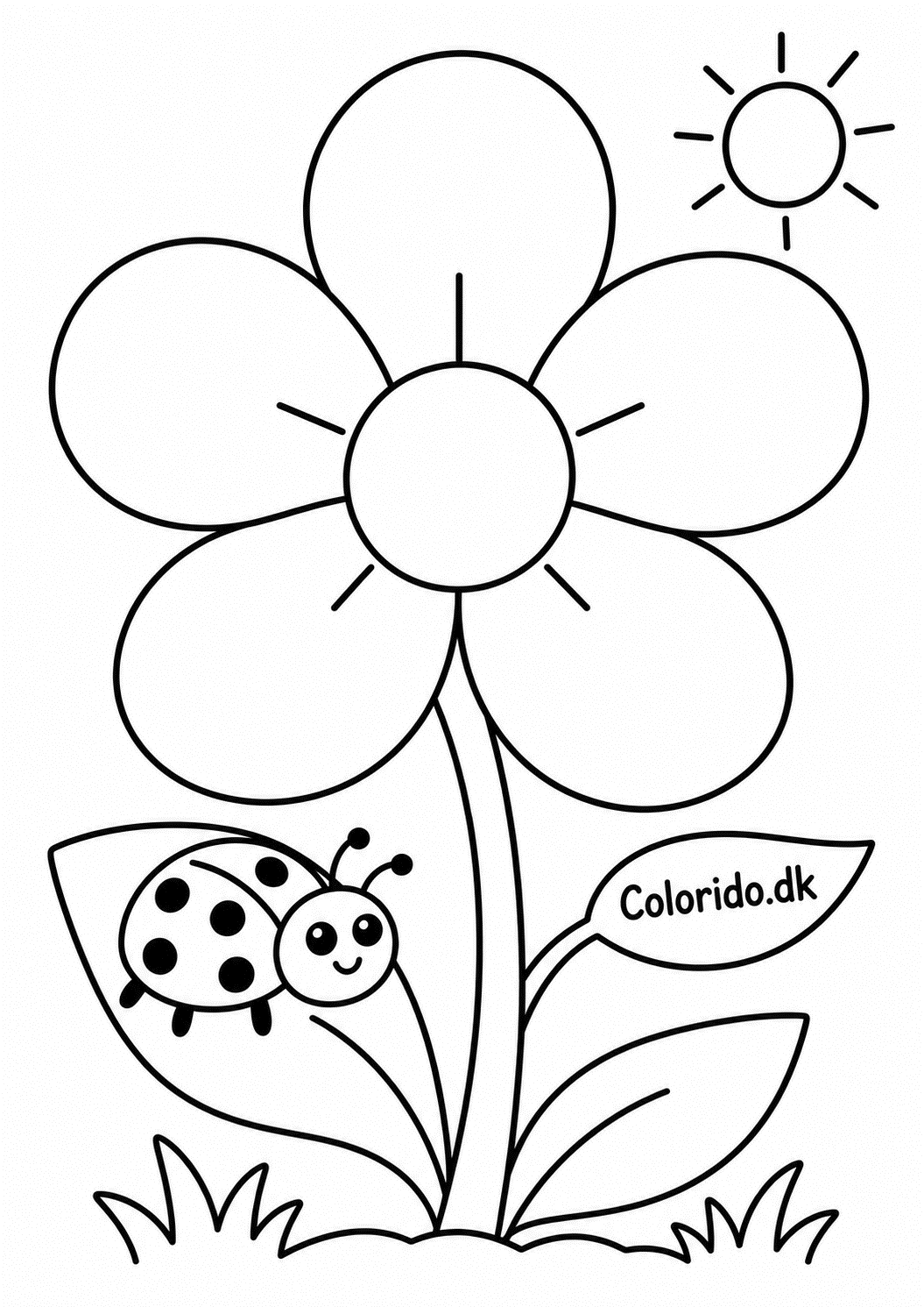 Stor blomst med mariehøne til print
