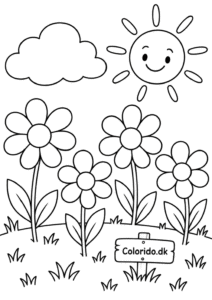 Solrig blomstereng – gratis blomst tegning