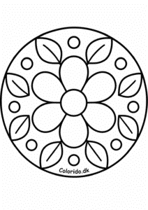 Enkel blomstermandala til print for børn