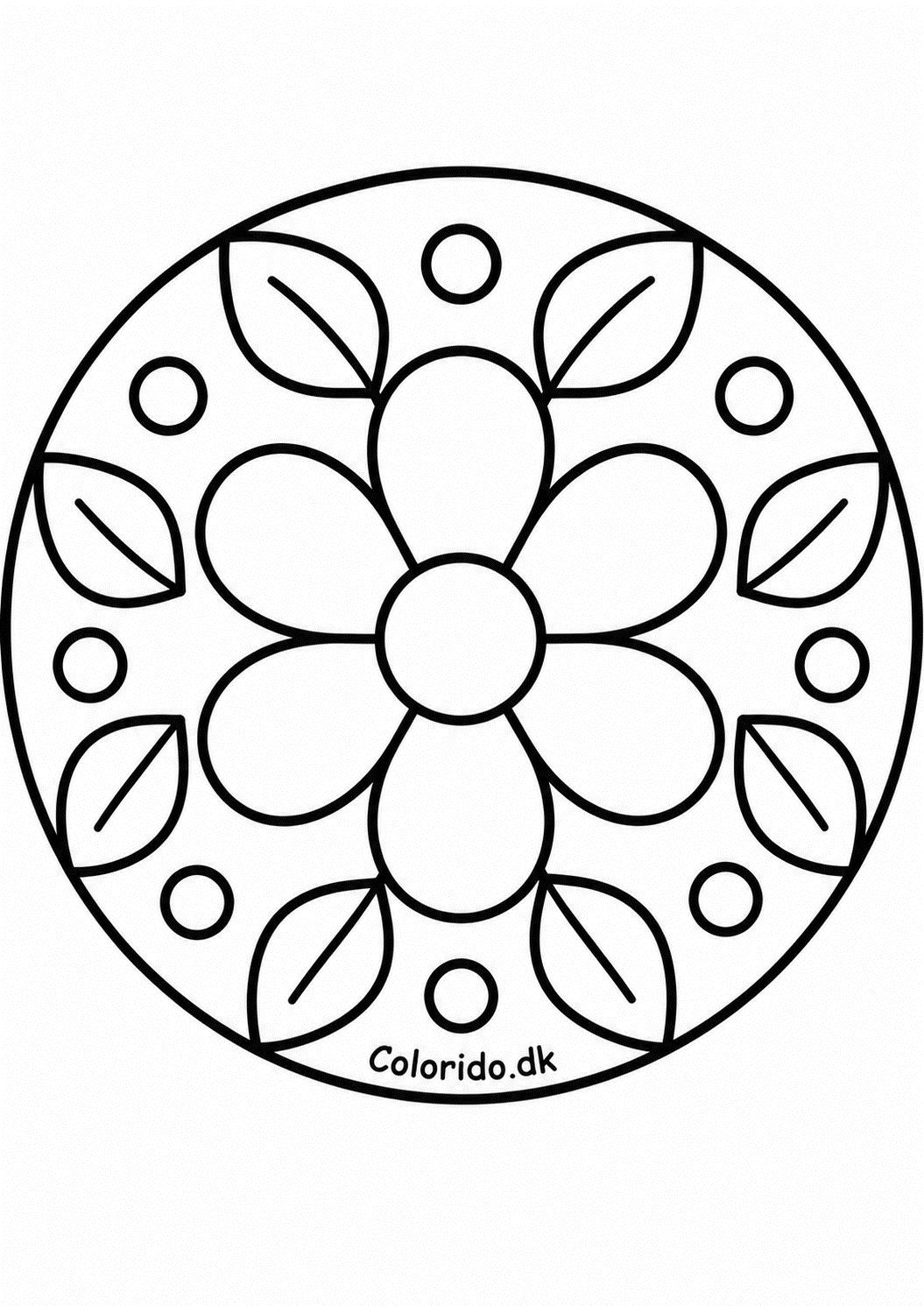 Enkel blomstermandala til print for børn