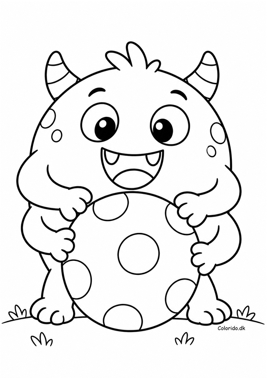 Firarmet monster med stor bold – tegning til print