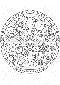 Mandala med de fire årstider til print