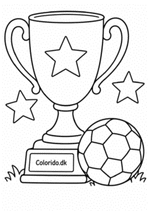 Fodboldpokal og bold – flot tegning til print