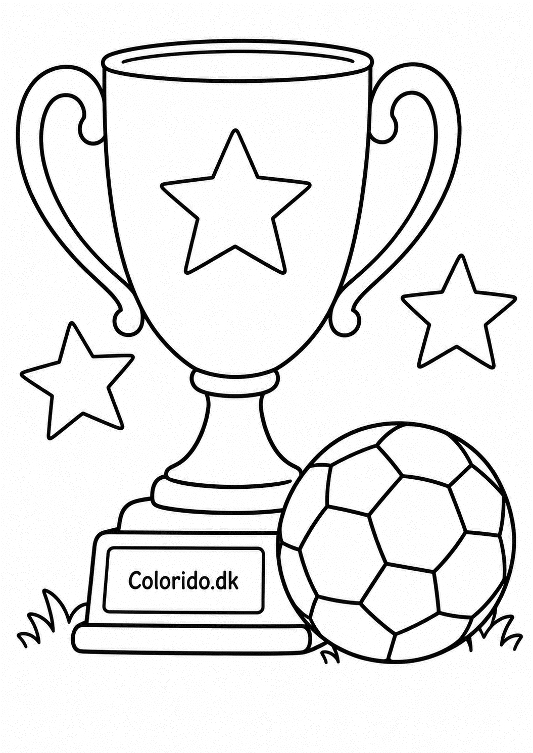 Fodboldpokal og bold – flot tegning til print