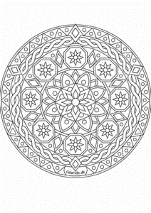 Geometrisk mosaik-mandala til farvelægning