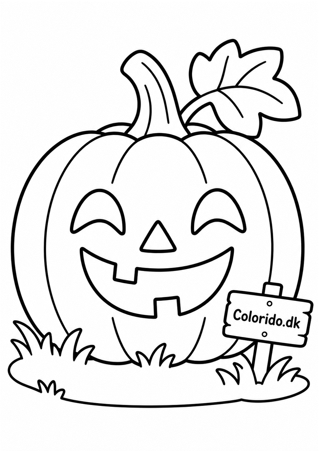 Glad Halloween-græskar – nem tegning til print