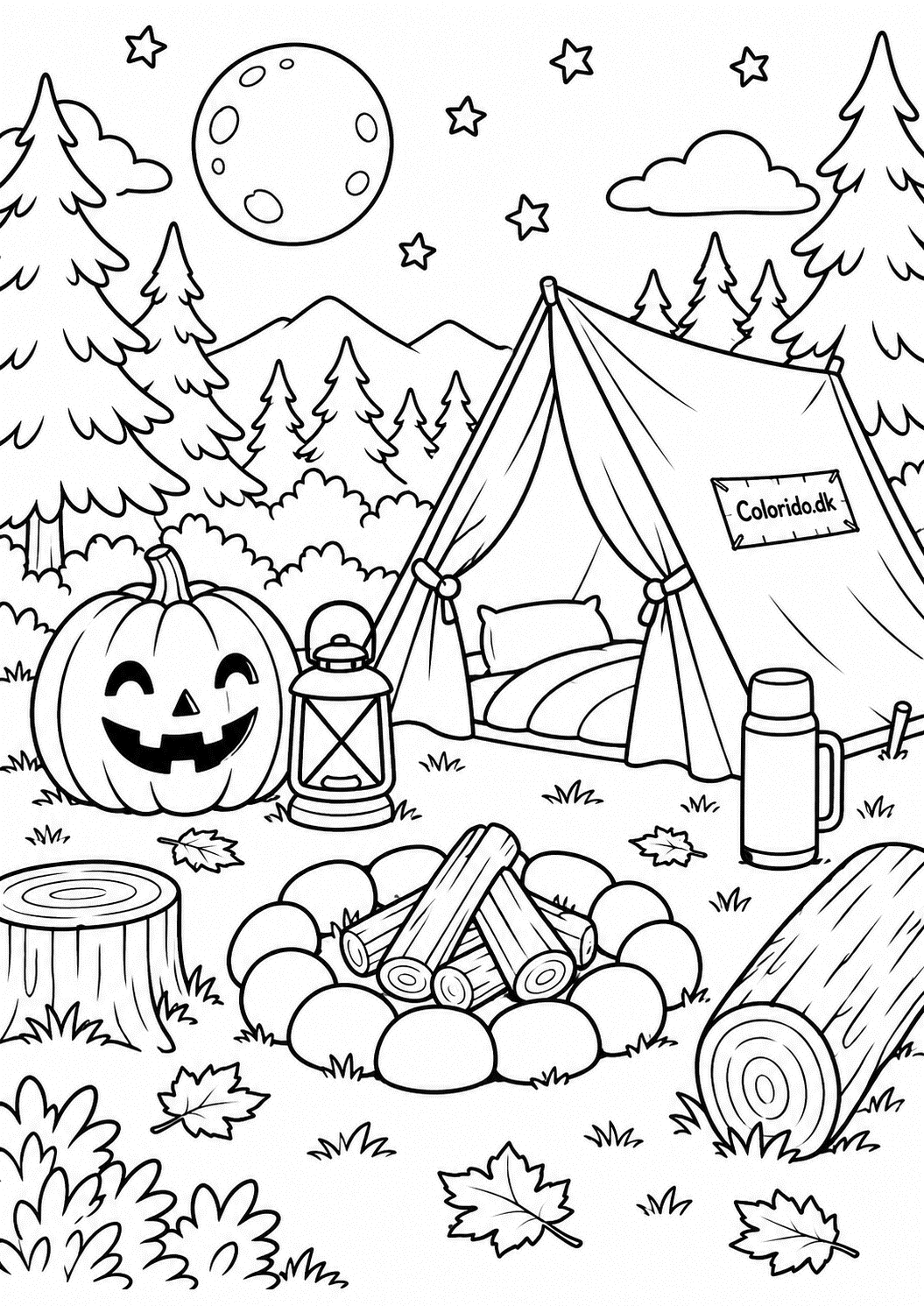 Halloween-camping med græskarlanterne