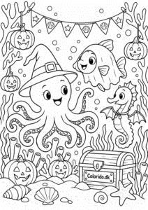 Halloween-fest under havet – fantasifuld farvelægning