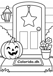 Halloween-græskar ved hoveddøren
