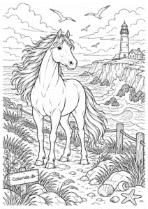 Hest ved fyrtårnet – avanceret havtegning
