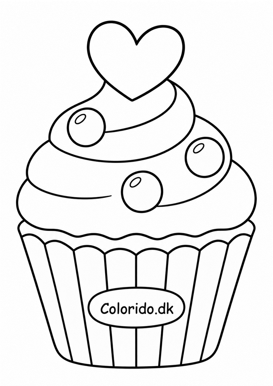 Cupcake med hjerte til farvelægning