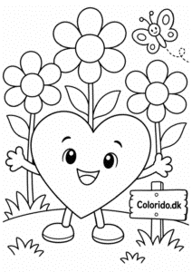 Smilende hjerte i blomsterhaven
