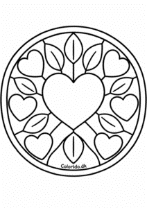 Nem hjerte-mandala til farvelægning