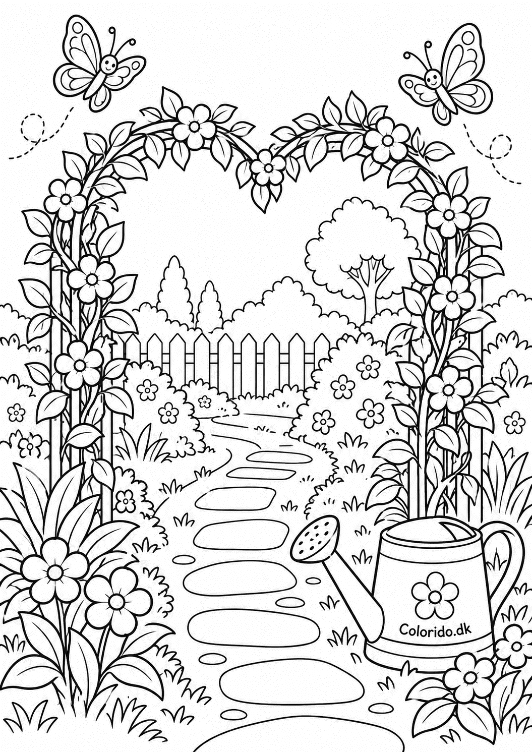 Hjerteformet blomsterportal i haven